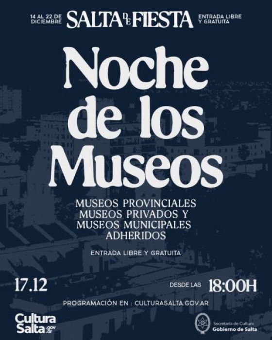 Salta de Fiesta: El sábado 17 será La Noche de los Museos