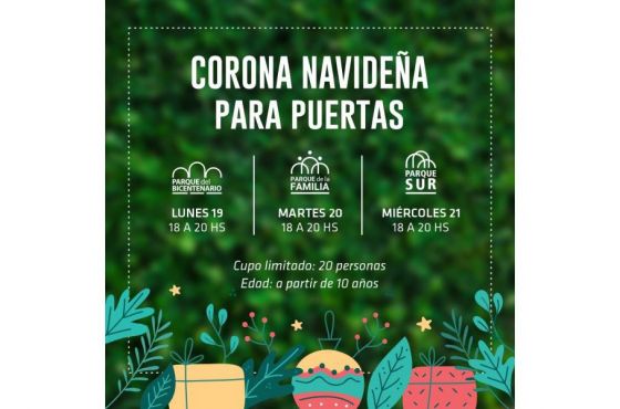 Participá de los talleres navideños en los Parques Urbanos