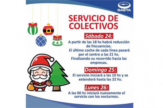 Servicio de colectivos para Noche Buena y Navidad