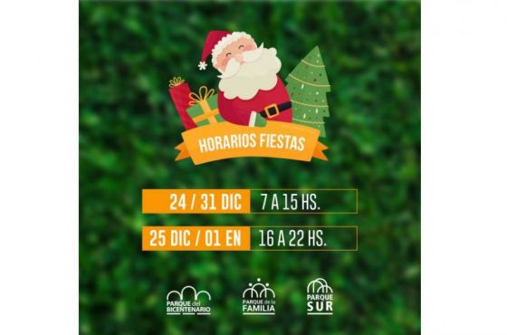 Horarios de los Parques Urbanos por las Fiestas de Fin de Año