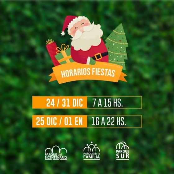 Horarios de los Parques Urbanos por las Fiestas de Fin de Año