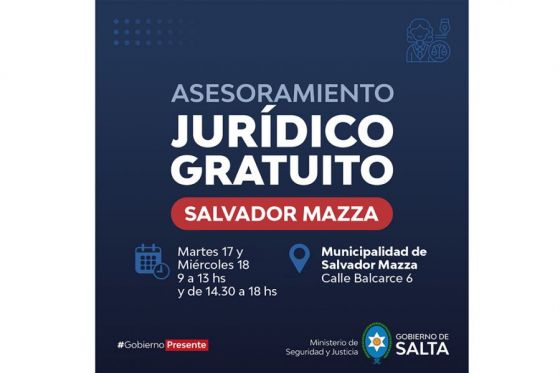 La Secretaría de Justicia brindará asesoramiento jurídico gratuito en Salvador Mazza