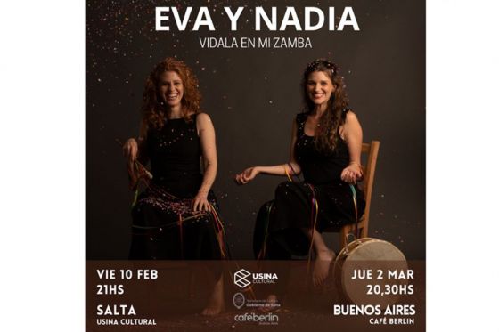 Eva y Nadia presentan “Vidala en mi Zamba” en la Usina Cultural