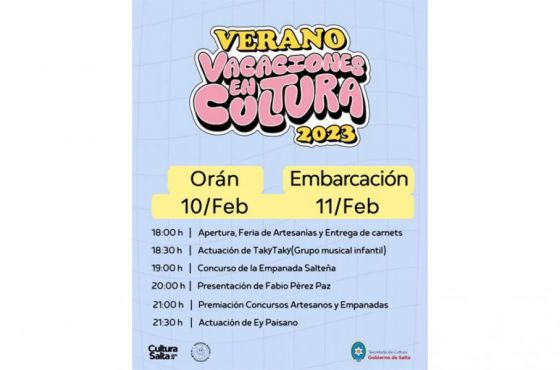 Vacaciones en Cultura llega a Orán y a Embarcación