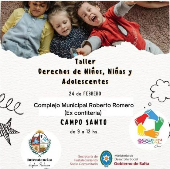 En Campo Santo se realizará el taller Derechos de Niños, Niñas y Adolescentes