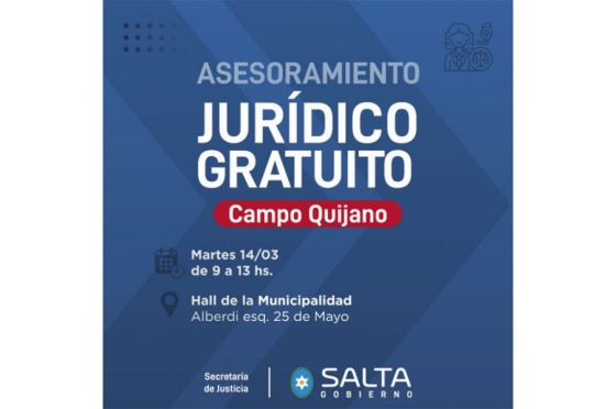 Vecinos de Campo Quijano y Rosario de Lerma podrán acceder al servicio de asesoramiento jurídico gratuito