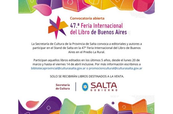 Convocatoria para participar de la 47 edición de la Feria Internacional del Libro en Buenos Aires