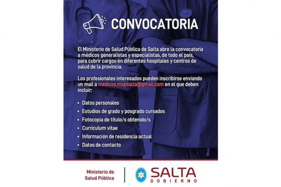 Convocan a médicos para incorporarse al sistema público de salud