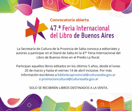 Convocatoria a participar de la 47° Feria Internacional del Libro de Buenos Aires