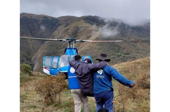 Evacuaron por vía aérea a un hombre accidentado en Potrero de Castilla