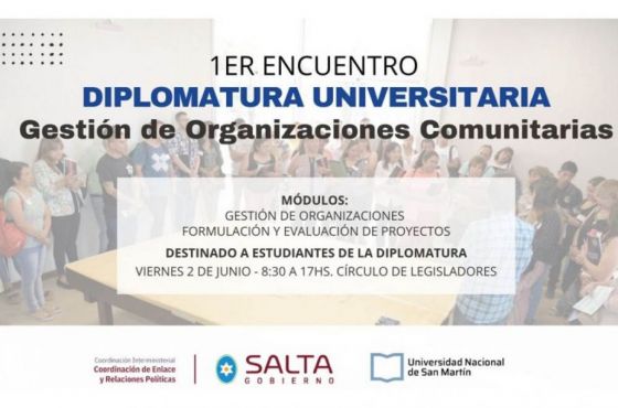 Hoy se llevará a cabo el primer encuentro de la Diplomatura Provincial en Gestión de Organizaciones Comunitarias