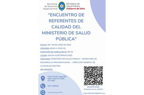 Durante dos días se realizará un encuentro de Referentes de calidad de Salud Pública