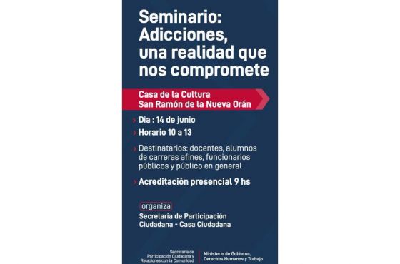 Seminario sobre prevención y abordaje de adicciones para los departamentos del norte provincial