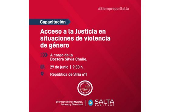 Se brindará hoy una capacitación sobre el acceso a la Justicia en situaciones de violencia de género