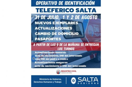 El Registro Civil realiza un operativo de identificación en el Teleférico Salta