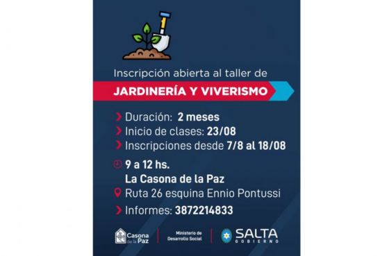 Nuevo taller de jardinería disponible en la Casona de la Paz