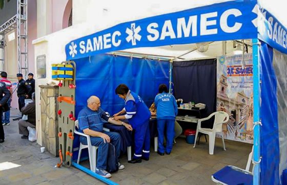 Durante la novena del Milagro, funciona un puesto de atención sanitaria de SAMEC