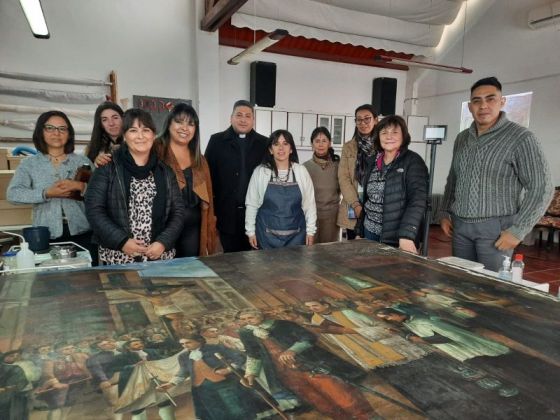 Avanzan los trabajos de restauración de la obra “La Primera Procesión del Milagro” de Arístene Papi, patrimonio de todos los salteños