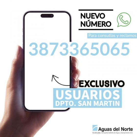 Aguas del Norte habilitó una línea exclusiva para usuarios del departamento San Martín