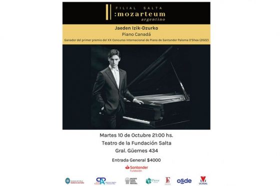 Octubre: Mozarteum Argentino – Filial Salta presenta el concierto de Jaeden Izik-Dzurko