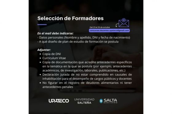 La UPATecO abre convocatoria de formadores para el diseño de planes de estudio de nuevas Tecnicaturas Universitarias