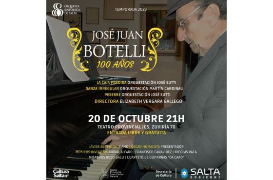 Con un concierto de la Sinfónica, Salta rinde homenaje a Juan José Botelli