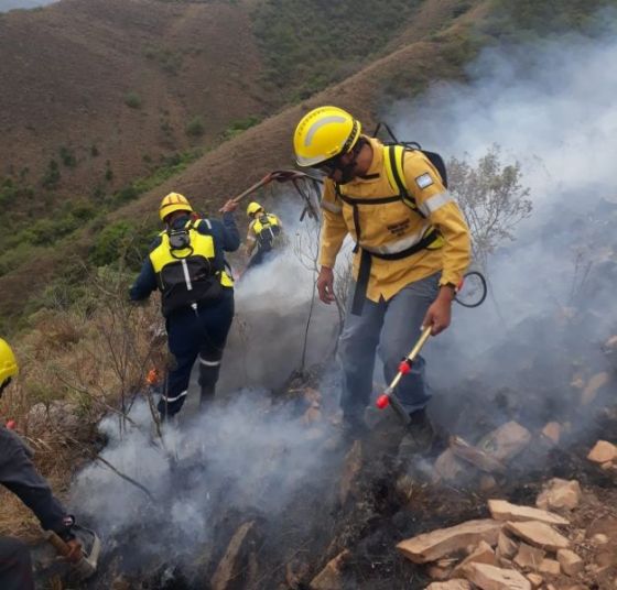 Brigadistas provinciales y nacionales se suman a las tareas de sofocamiento en el incendio forestal de Cafayate