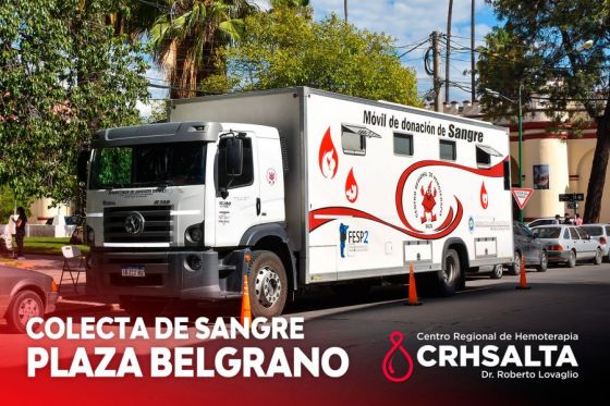 Hoy recibirán donaciones de sangre en la plaza Belgrano