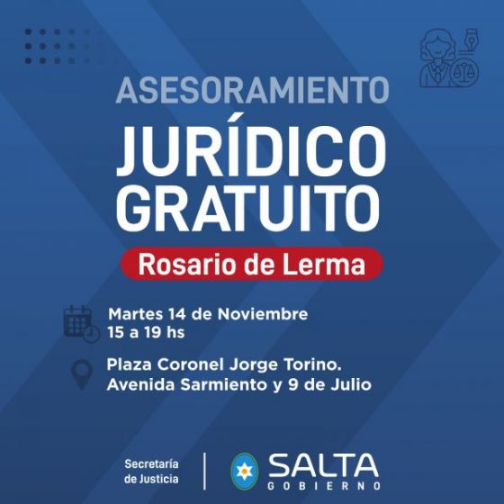 Vecinos de Rosario de Lerma y Capital podrán acceder a asesoramiento jurídico gratuito