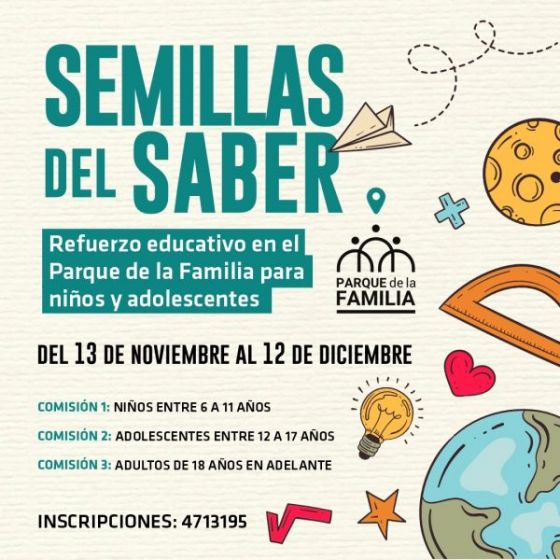 Refuerzo educativo gratuito en los Parque Sur y de la Familia