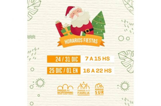 Horarios de los Parques Urbanos en las Fiestas de Fin de Año