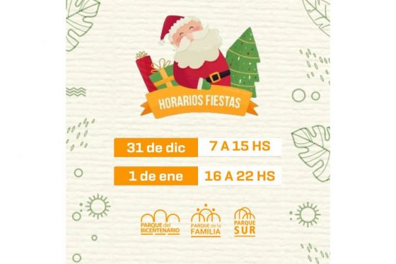 Horario de los Parques Urbanos con motivo de Año Nuevo