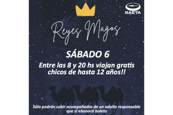 Hoy por día de Reyes, los chicos viajan gratis en SAETA