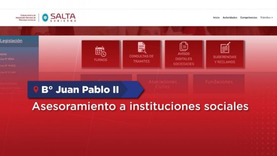 Personas Jurídicas brindará asesoramiento a instituciones sociales en el barrio Juan Pablo II