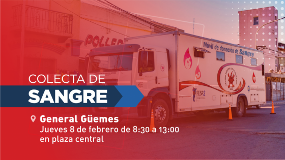 Hoy se recibirán donaciones de sangre en General Güemes