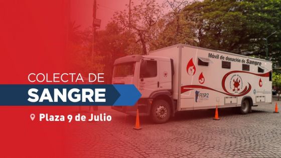 Hoy se recibirán donaciones de sangre en la plaza 9 de Julio