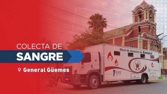 El Centro Regional de Hemoterapia colectará hoy sangre en General Güemes