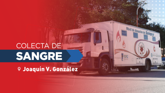 Hoy colectarán sangre en Joaquín V. González