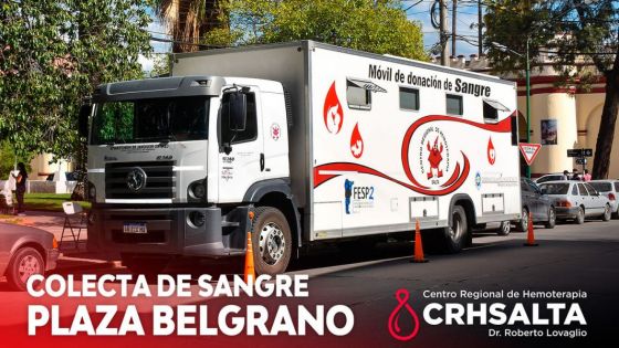 Hoy se recibirán donaciones de sangre en la plaza Belgrano