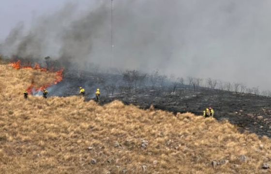 Intenso operativo para sofocar un incendio forestal en Vaqueros