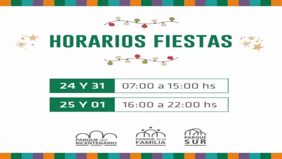 Parques Urbanos y El Préstamo: horarios de Navidad y Año Nuevo