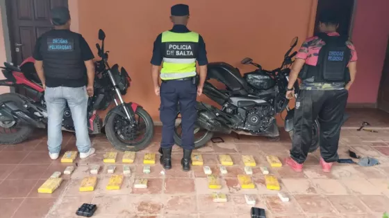 La Policía detectó más de 20 kilos de droga ocultos en motos de alto cilindraje